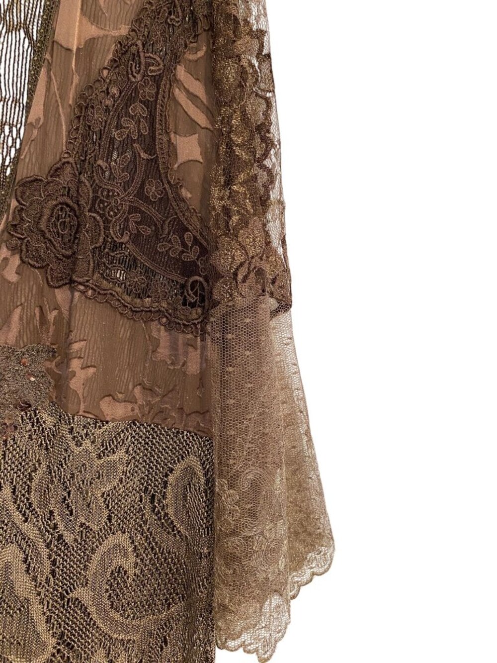 Spencer Alexis Women’s M Vintage Brown Floral Sheer Lace Cardigan Whimsigoth - Picture 16 of 16